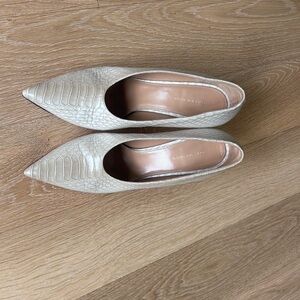 Dries Van Noten Textured Cream Pointed-Toe Heels